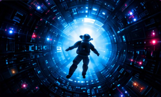 Astronaut floating in the Nova portal