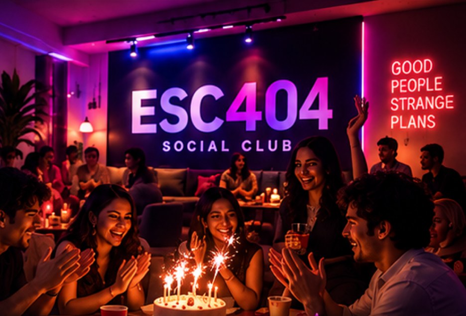 Friends celebrating a birthday at ESC404 Social Club